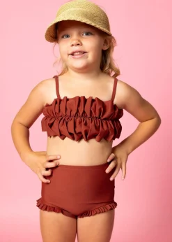 Kortni Jeane Amber Brown | Mini Oversized Ruffle Top AmberBrown Clearance