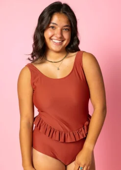 Kortni Jeane Amber Brown | Skirted One-Piece AmberBrown Discount