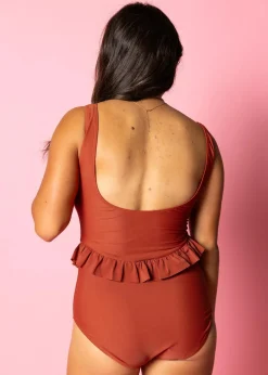 Kortni Jeane Amber Brown | Skirted One-Piece AmberBrown Discount