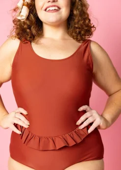 Kortni Jeane Amber Brown | Skirted One-Piece AmberBrown Discount