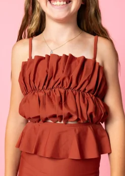 Kortni Jeane Amber Brown | Youth Oversized Ruffle Top AmberBrown Fashion