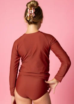Kortni Jeane Amber Brown | Youth Rashguard Top (Unisex) AmberBrown Hot