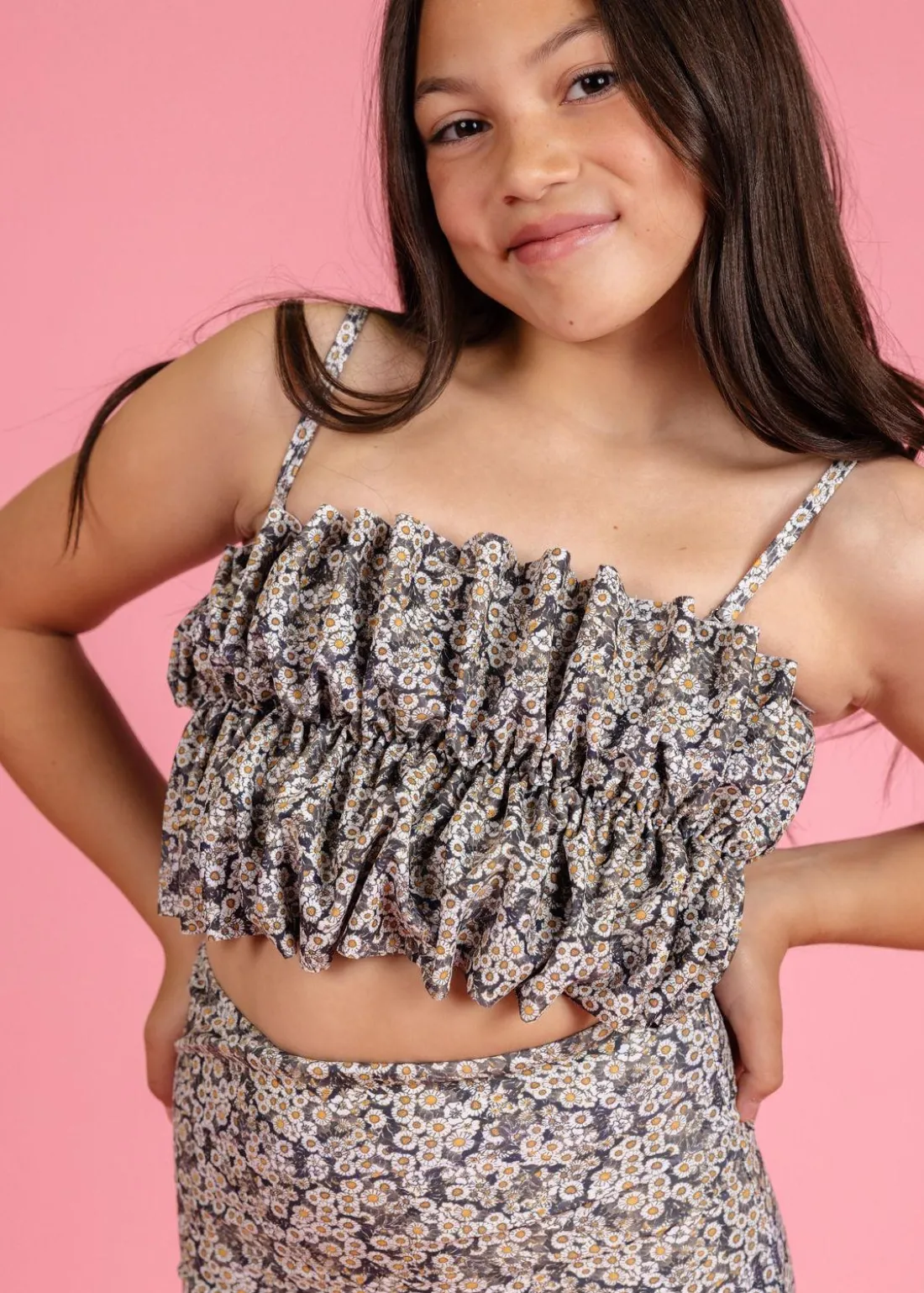 Kortni Jeane Antique Daisy | Youth Oversized Ruffle Top AntiqueDaisy Sale