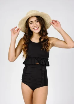 Kortni Jeane | Youth Peplum Top Black Outlet