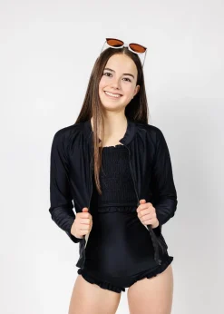 Kortni Jeane | Youth Rashguard Top (Unisex) with Zipper Black Discount