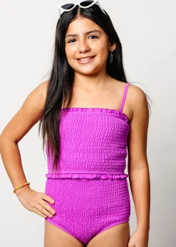 Kortni Jeane Brilliant Violet | Youth Smocked Bottoms Brilliant_Violet Clearance