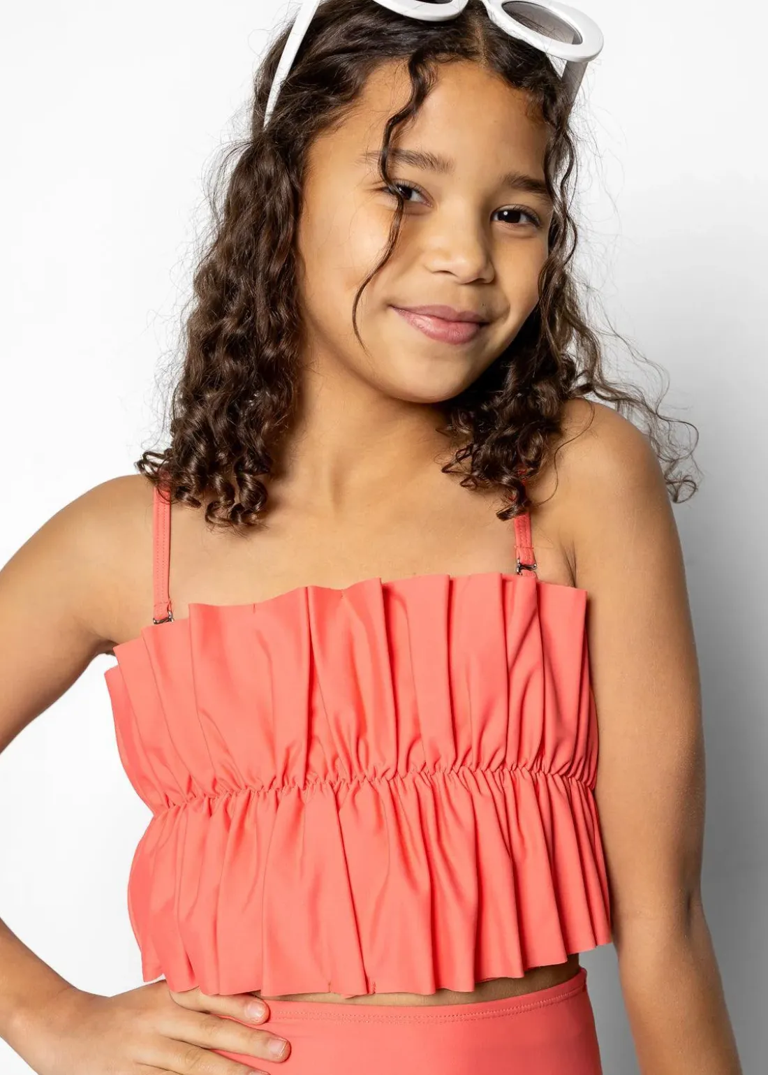 Kortni Jeane Deep Coral | Youth Oversized Ruffle Top DeepCoral Discount