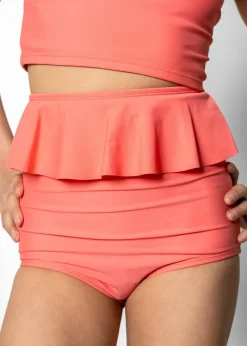 Kortni Jeane Deep Coral | Youth Peplum Bottoms DeepCoral Outlet