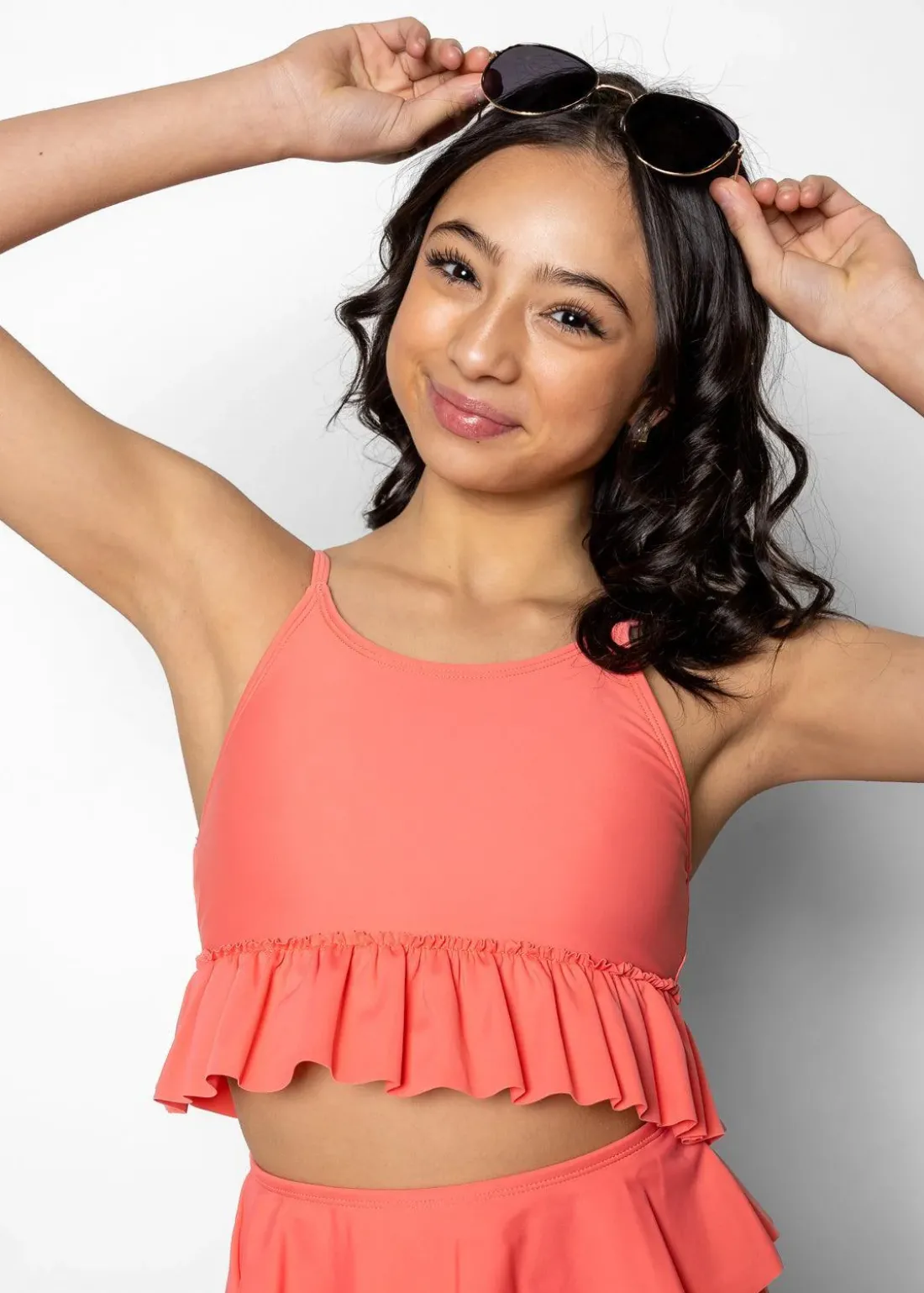 Kortni Jeane Deep Coral | Youth Peplum Top DeepCoral Outlet