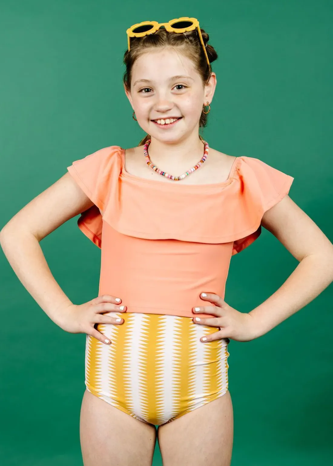 Kortni Jeane | Youth Ruffled Around Top Melon Hot