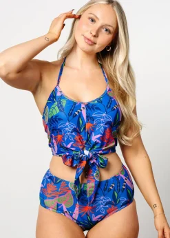 Kortni Jeane Midnight Jungle | Tied-Up Top Midnight_Jungle Outlet