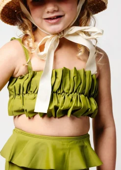 Kortni Jeane Olive Green | Mini Oversized Ruffle Top Olive_Green Hot