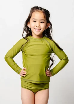 Kortni Jeane Olive Green | Mini Rashguard Top (Unisex) Olive_Green Discount