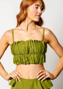 Kortni Jeane Olive Green | Oversized Ruffle Top Olive_Green Discount