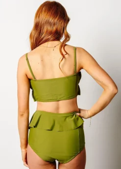 Kortni Jeane Olive Green | Oversized Ruffle Top Olive_Green Discount