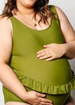Kortni Jeane Olive Green | Skirted One-Piece Olive_Green Discount