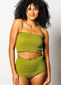 Kortni Jeane Olive Green | Smocked Bottoms Olive_Green Outlet