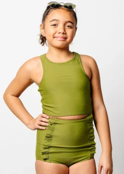 Kortni Jeane Olive Green | Youth Down in Front Ruffle Bottoms Olive_Green Online