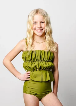 Kortni Jeane Olive Green | Youth Oversized Ruffle Top Olive_Green Fashion