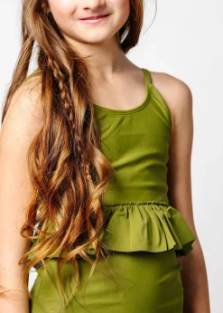 Kortni Jeane Olive Green | Youth Peplum Top Olive_Green Clearance