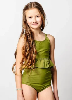 Kortni Jeane Olive Green | Youth Peplum Top Olive_Green Clearance