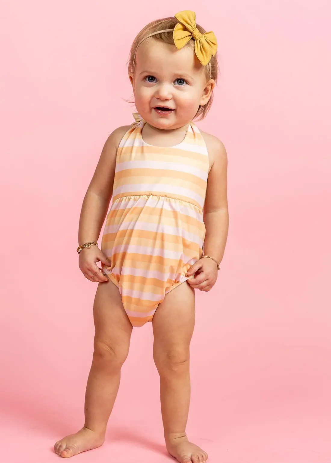 Kortni Jeane Peachy Stripe | Baby Romper One-Piece PeachyStripe Online