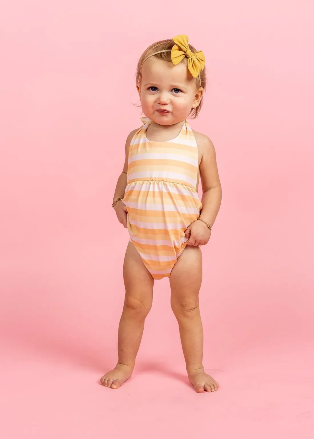 Kortni Jeane Peachy Stripe | Baby Romper One-Piece PeachyStripe Online