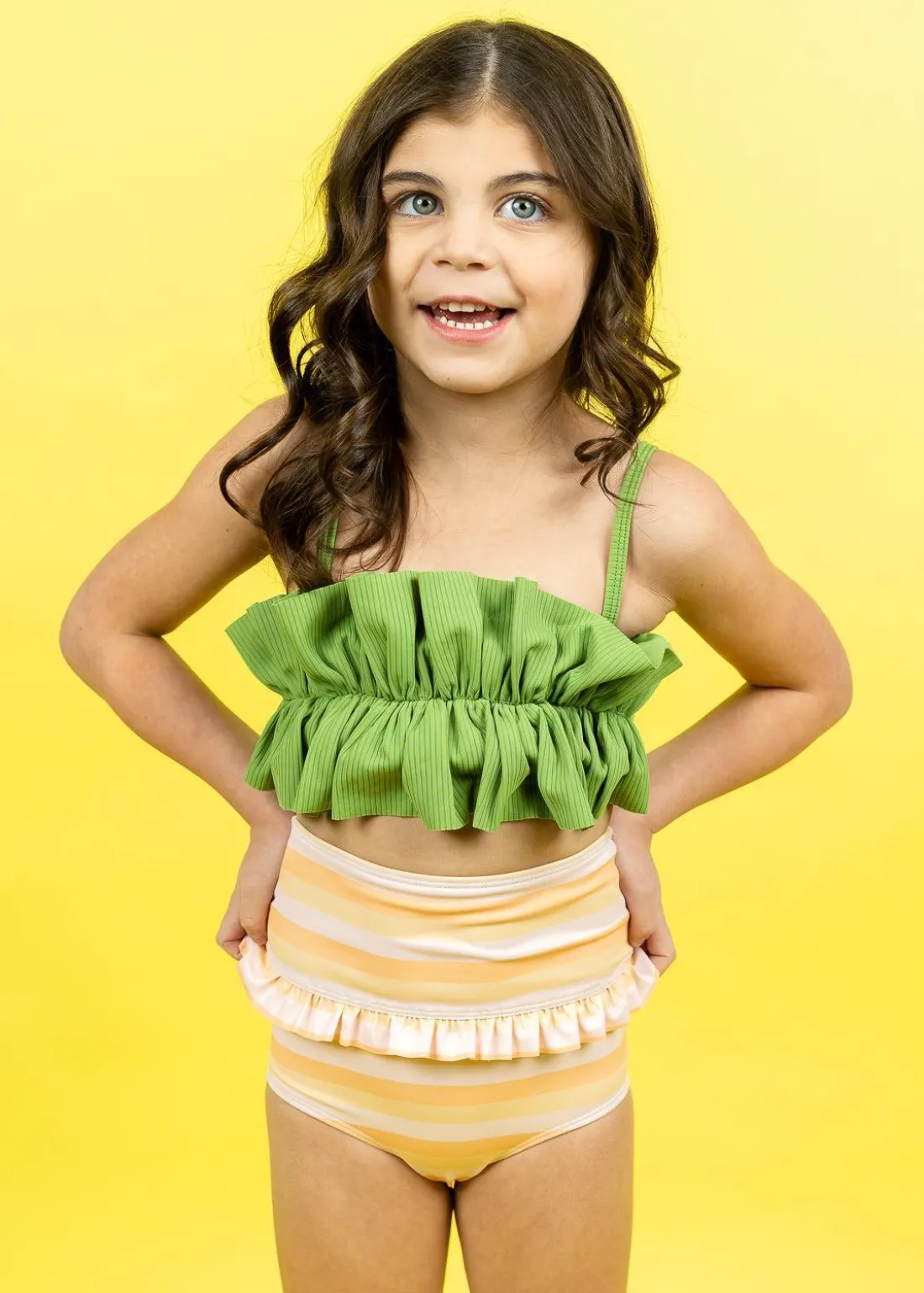 Kortni Jeane Peachy Stripe | Mini Mid-Ruffle Bottoms PeachyStripe Best