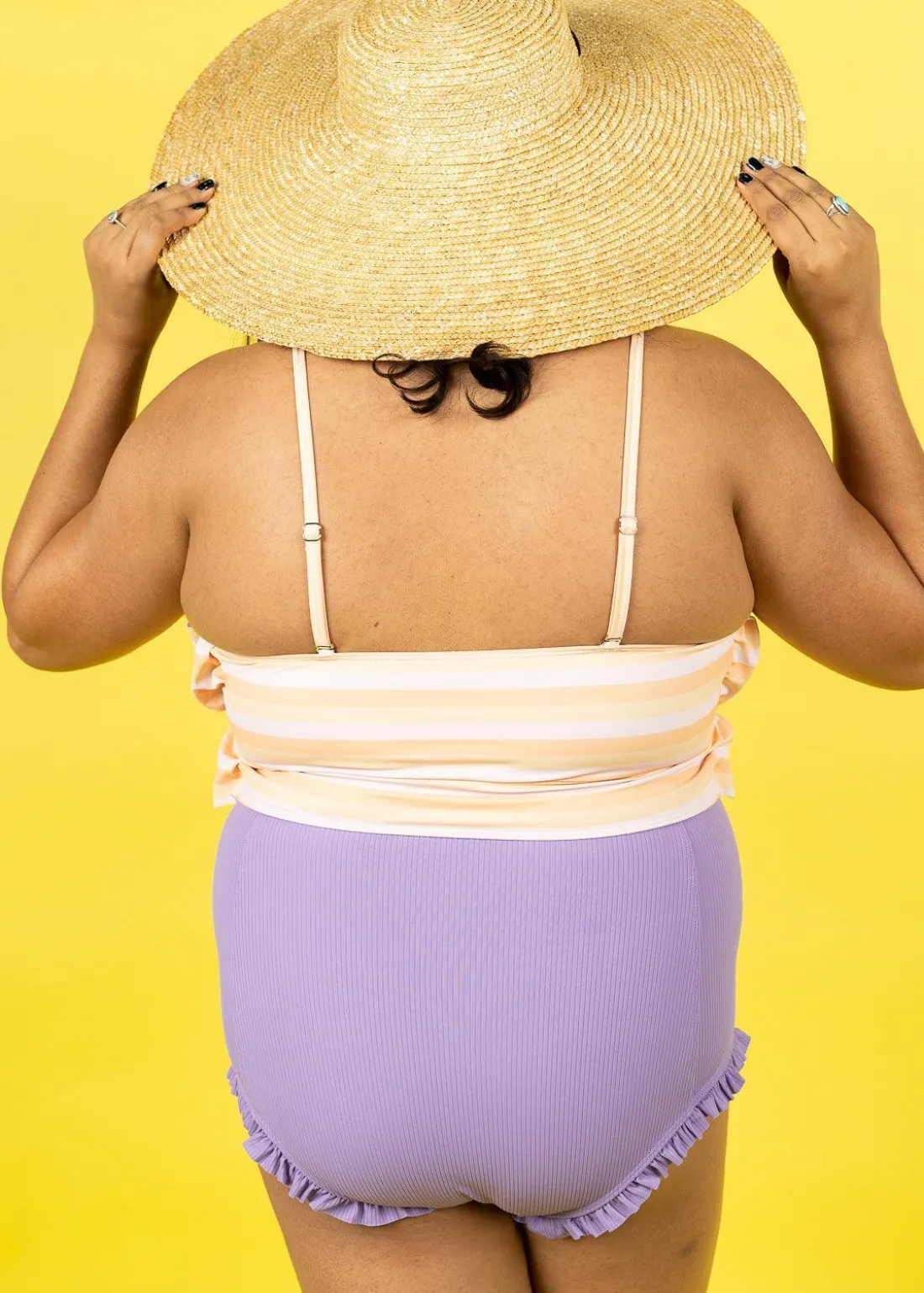 Kortni Jeane Peachy Stripe | Oversized Ruffle Top PeachyStripe Discount