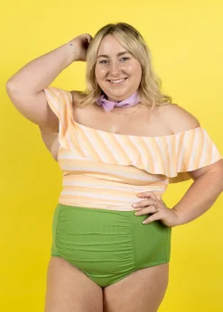 Kortni Jeane Peachy Stripe | Ruffled Around Top PeachyStripe Outlet