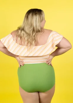 Kortni Jeane Peachy Stripe | Ruffled Around Top PeachyStripe Outlet