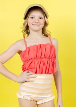 Kortni Jeane Peachy Stripe | Youth All Ruffled Up Bottoms PeachyStripe Fashion