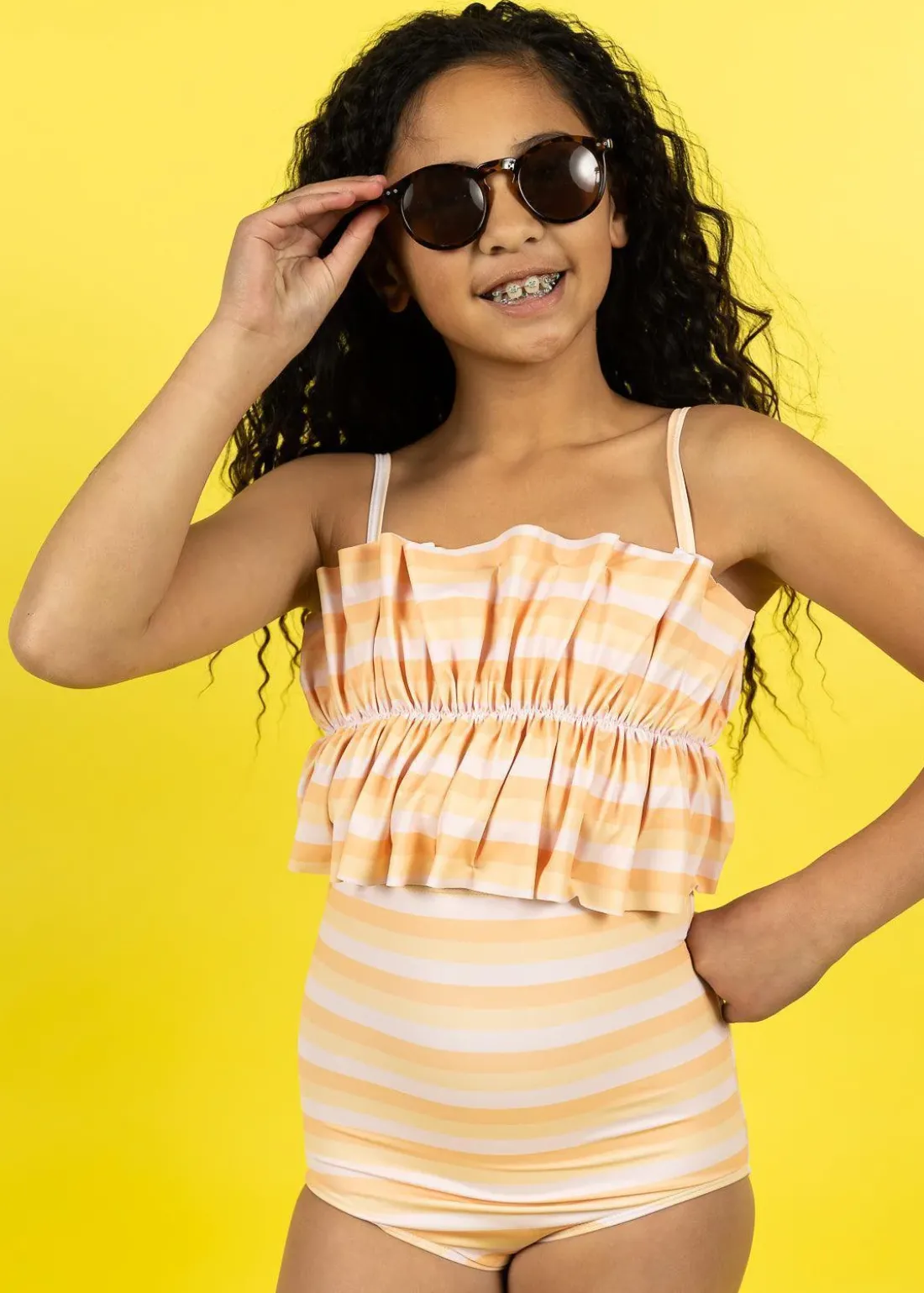 Kortni Jeane Peachy Stripe | Youth High-Waisted Bottoms PeachyStripe Best