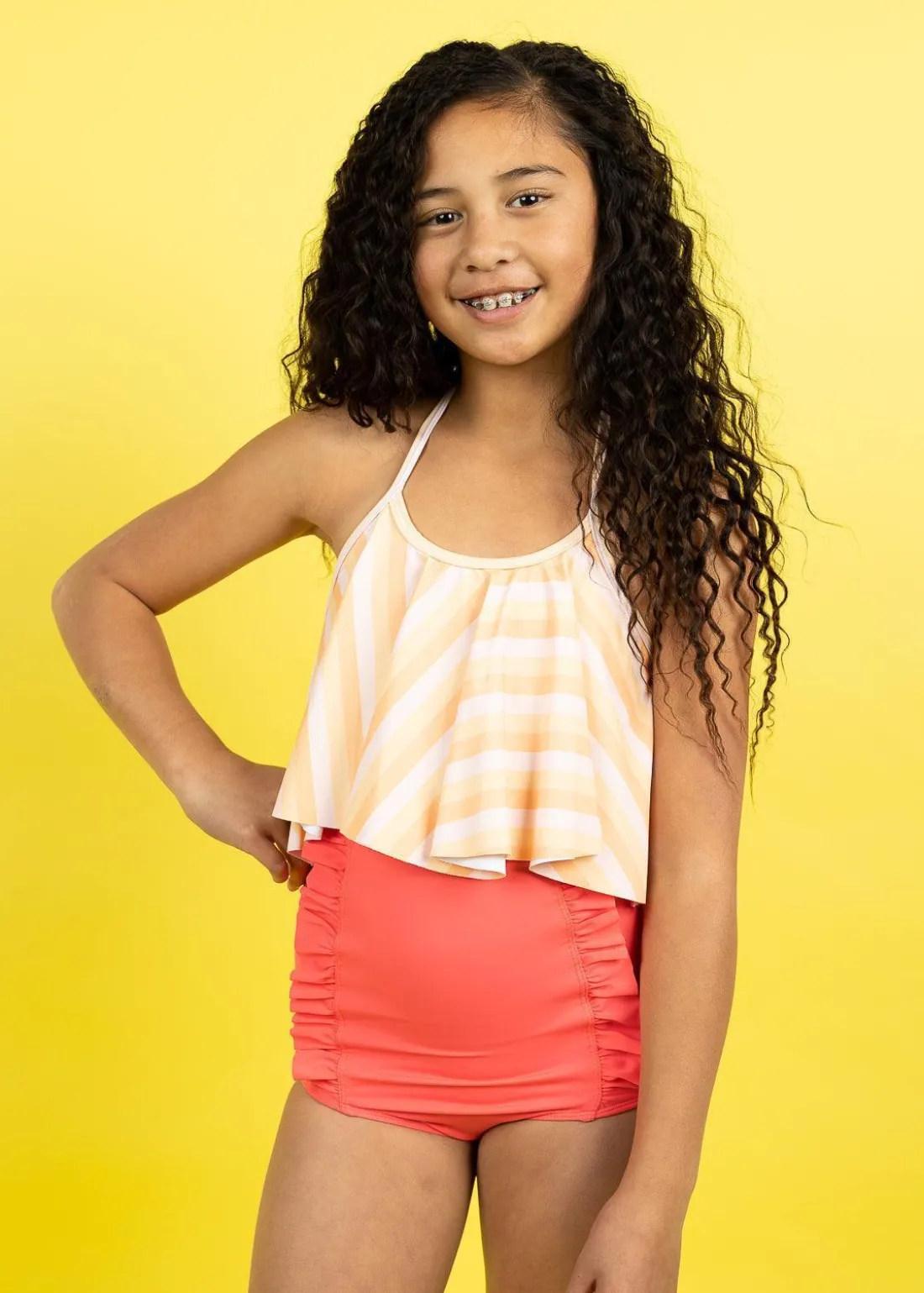 Kortni Jeane Peachy Stripe | Youth Swing Top PeachyStripe Fashion