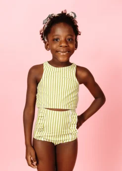Kortni Jeane Pear Stripes | Mini Down in Front Ruffle Bottoms PearStripes Outlet