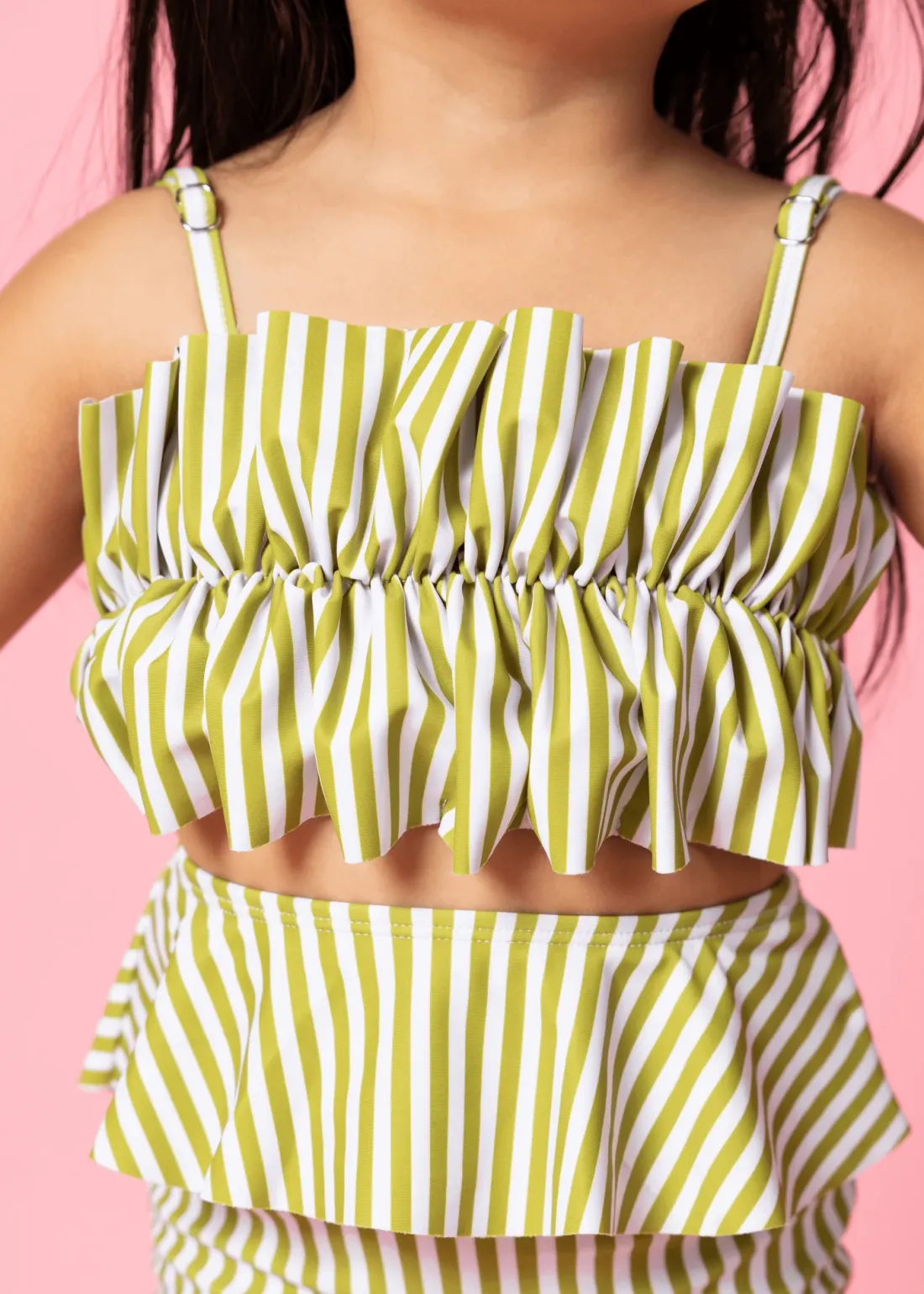 Kortni Jeane Pear Stripes | Mini Oversized Ruffle Top PearStripes Best