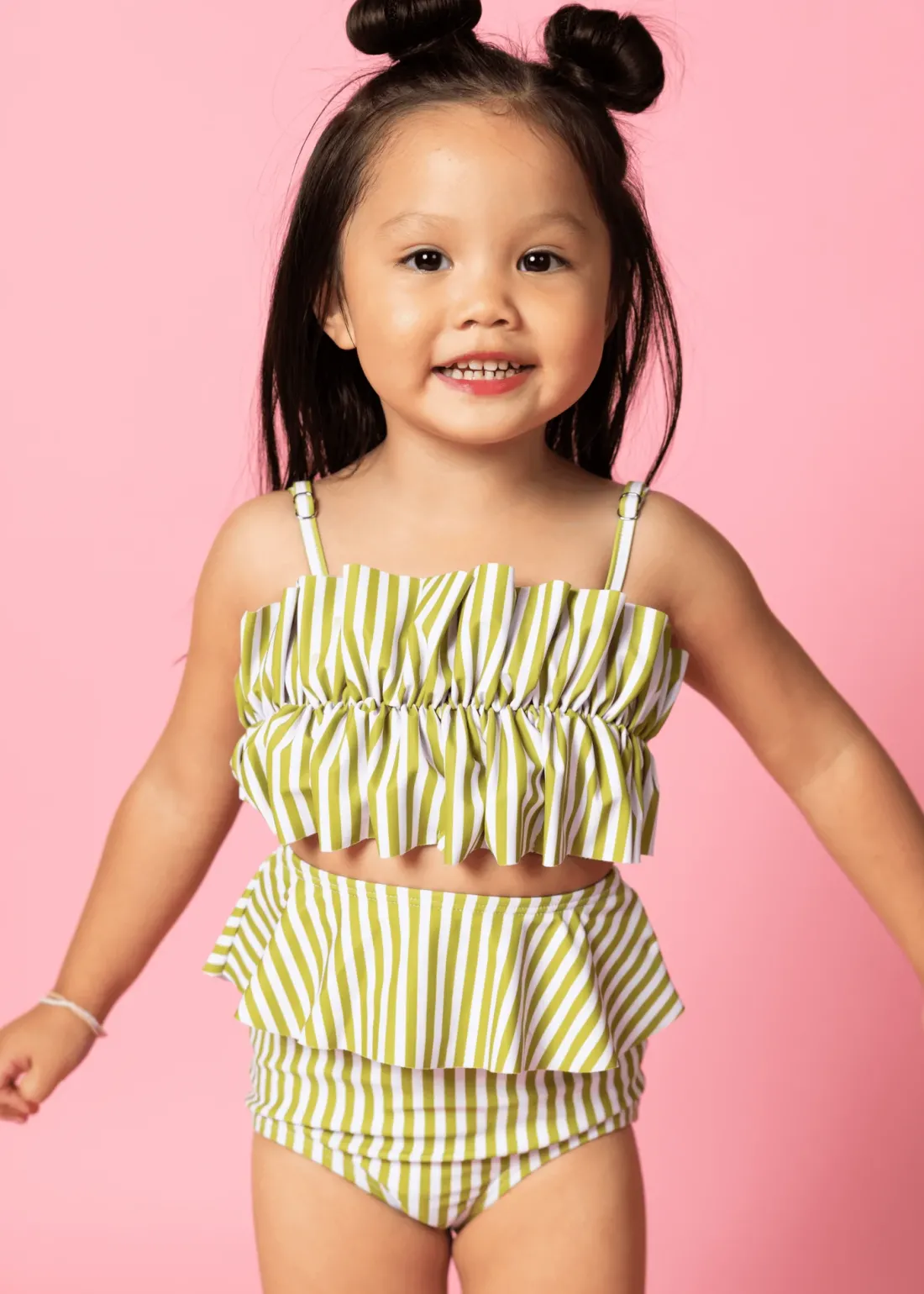 Kortni Jeane Pear Stripes | Mini Oversized Ruffle Top PearStripes Best