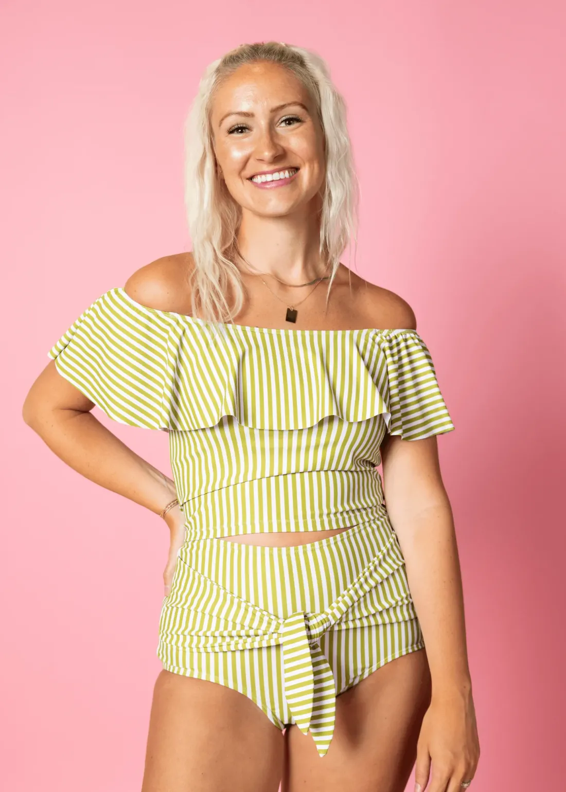 Kortni Jeane Pear Stripes | Tie-Up-Front Bottoms PearStripes Discount