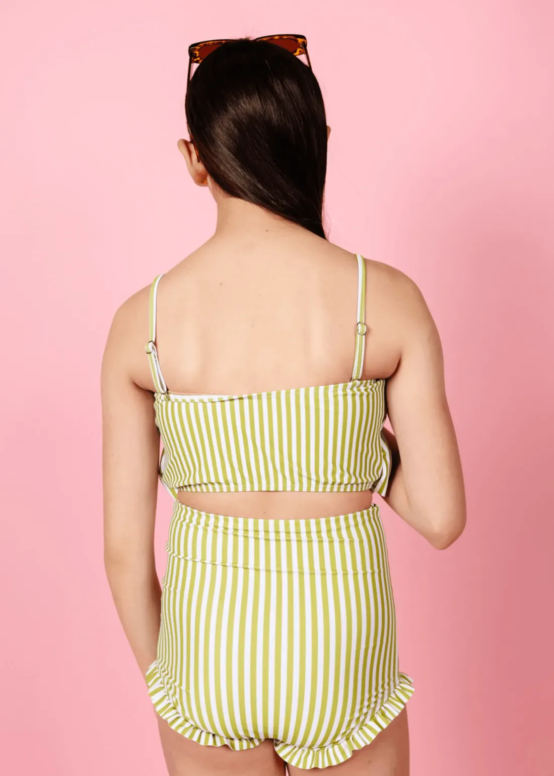 Kortni Jeane Pear Stripes | Youth Oversized Ruffle Top PearStripes Hot