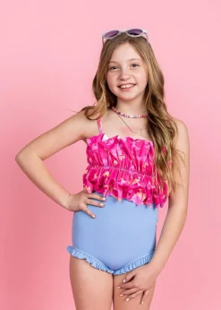 Kortni Jeane Pink Blooms | Youth Oversized Ruffle Top PinkBlooms Hot