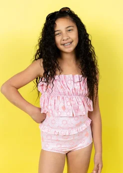Kortni Jeane Pink Daisies | Youth Oversized Ruffle Top PinkDaisies Discount