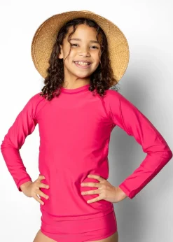 Kortni Jeane Pink Raspberry | Youth Rashguard Top (Unisex) PinkRaspberry Sale