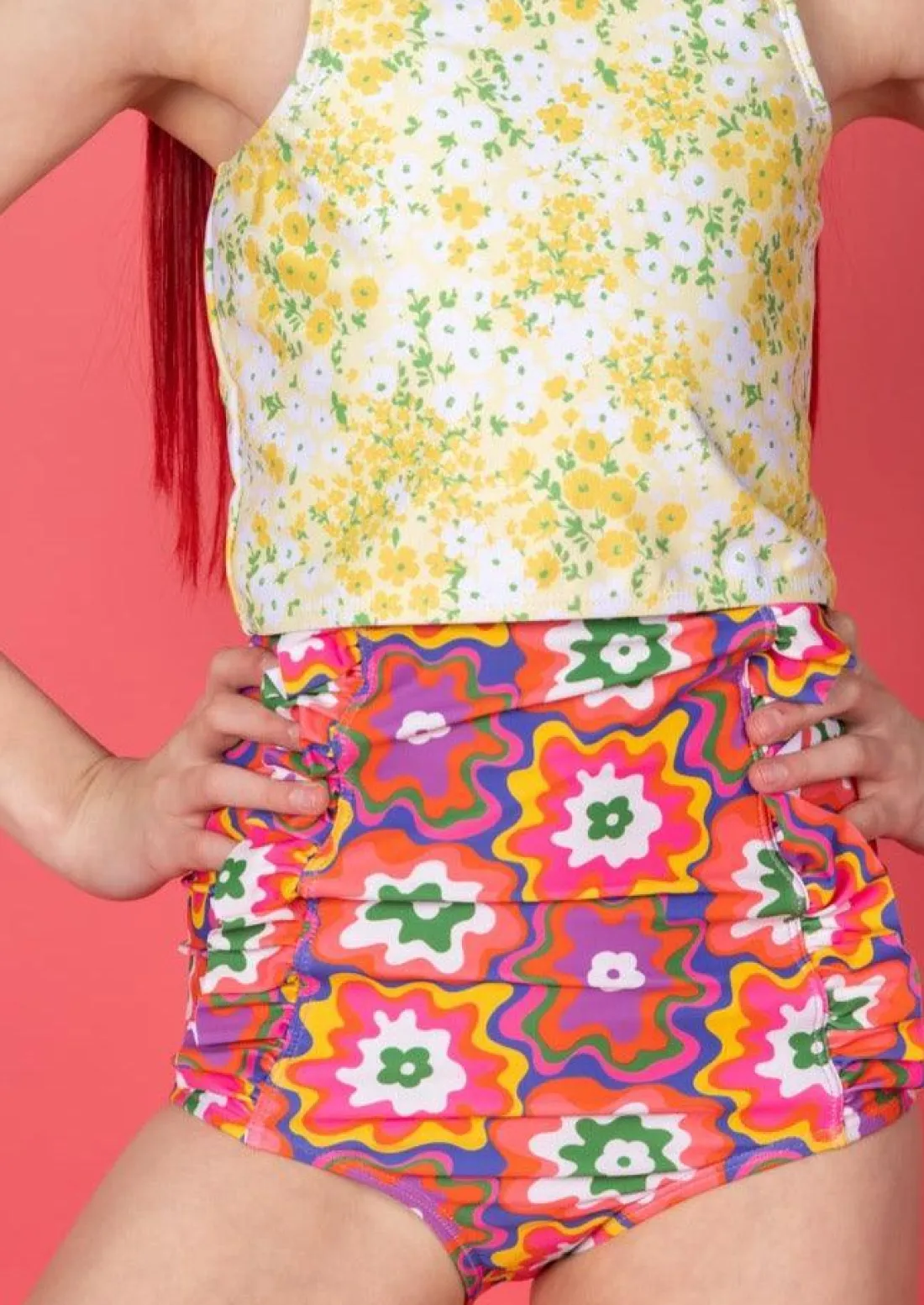 Kortni Jeane Psychedelic Flower | Mini Down in Front Ruffle Bottoms PsychedelicFlower Fashion