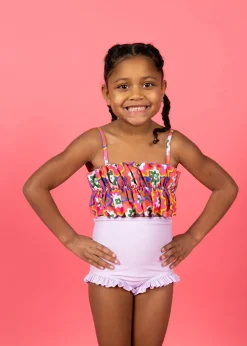 Kortni Jeane Psychedelic Flower | Mini Oversized Ruffle Top PsychedelicFlower Sale