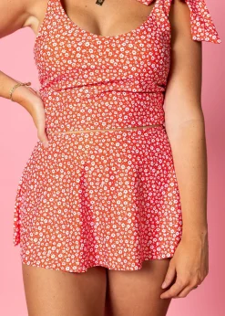 Kortni Jeane Red Ditsy Floral | Detached Short Skirt RedDitsyFloral Hot