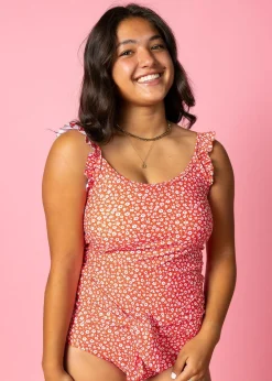 Kortni Jeane Red Ditsy Floral | Tie-Up-Front Bottoms RedDitsyFloral Sale