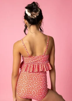 Kortni Jeane Red Ditsy Floral | Youth Down in Front Ruffle Bottoms RedDitsyFloral Discount