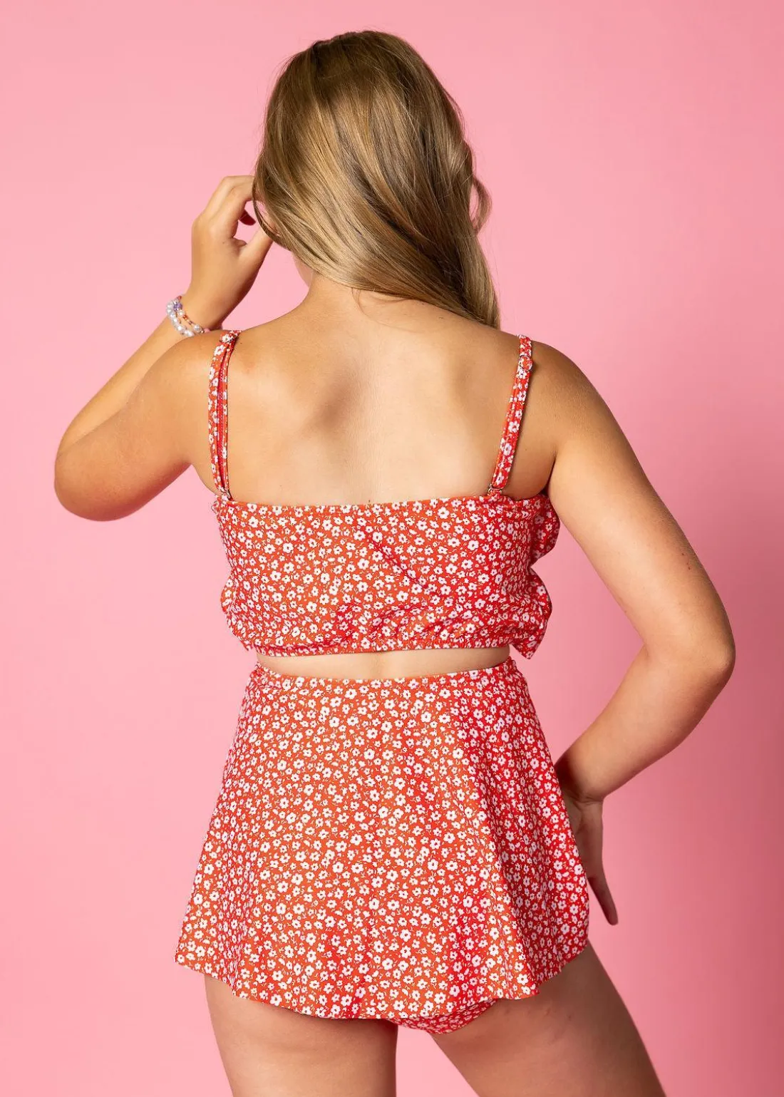 Kortni Jeane Red Ditsy Floral | Youth Detached Short Skirt RedDitsyFloral Hot