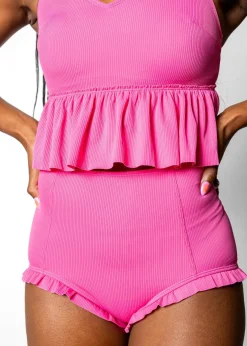 Kortni Jeane Ribbed Azalea Pink | All Ruffled Up Bottoms RibbedAzaleaPink Outlet