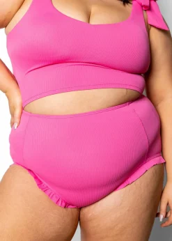 Kortni Jeane Ribbed Azalea Pink | All Ruffled Up Bottoms RibbedAzaleaPink Outlet